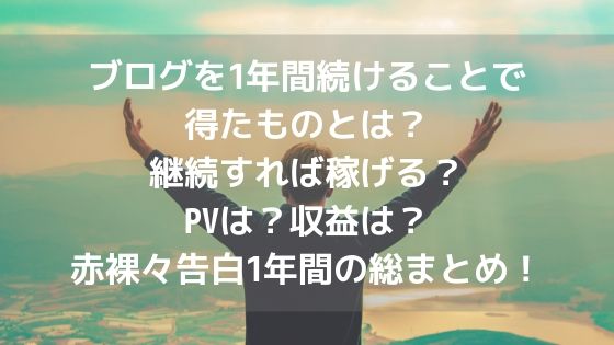 ブログを1年間続けることで得たものとは?継続すれば稼げる?PVは?収益は?赤裸々告白1年間の総まとめ!